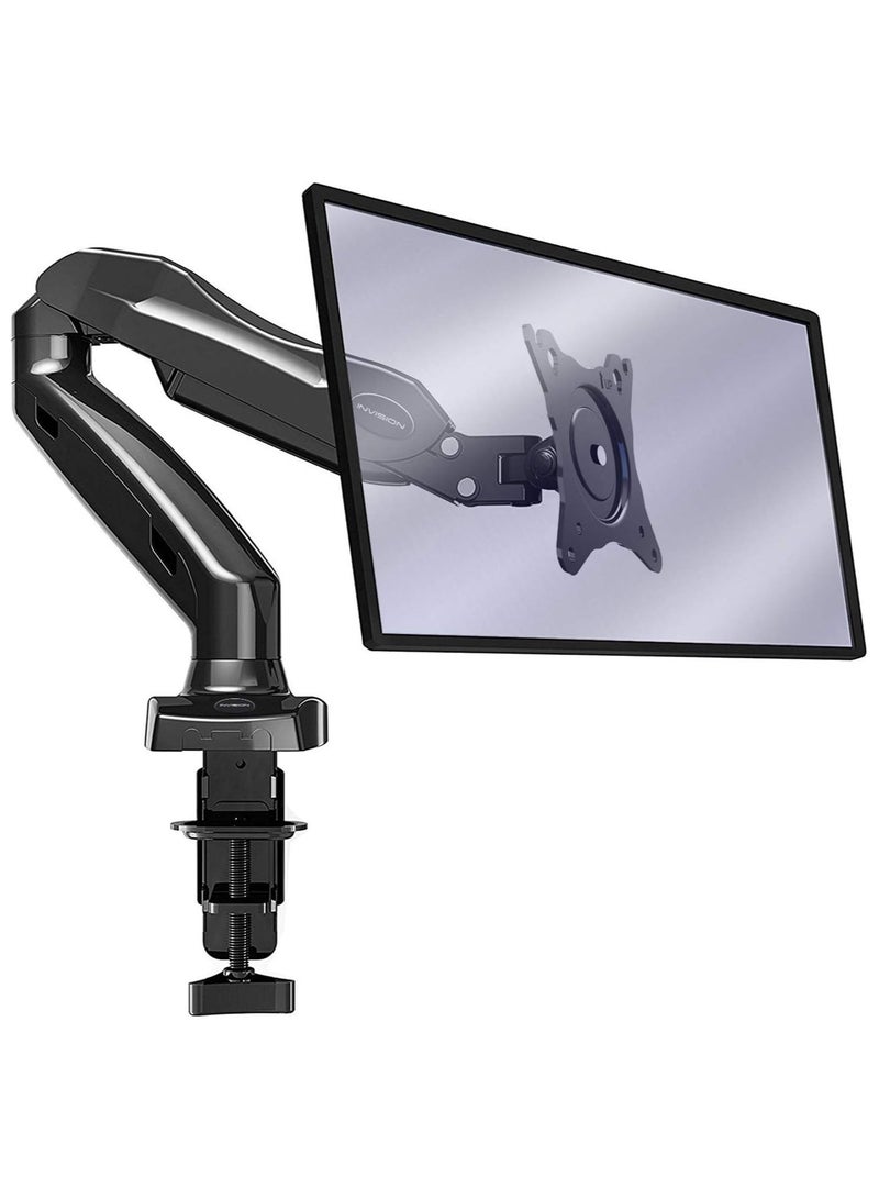 Height-Assisted Full Motion Single PC Monitor Arm Desktop Clamp Mount for 17-27in Adjustable Screens,75 to 100mm - Image 1