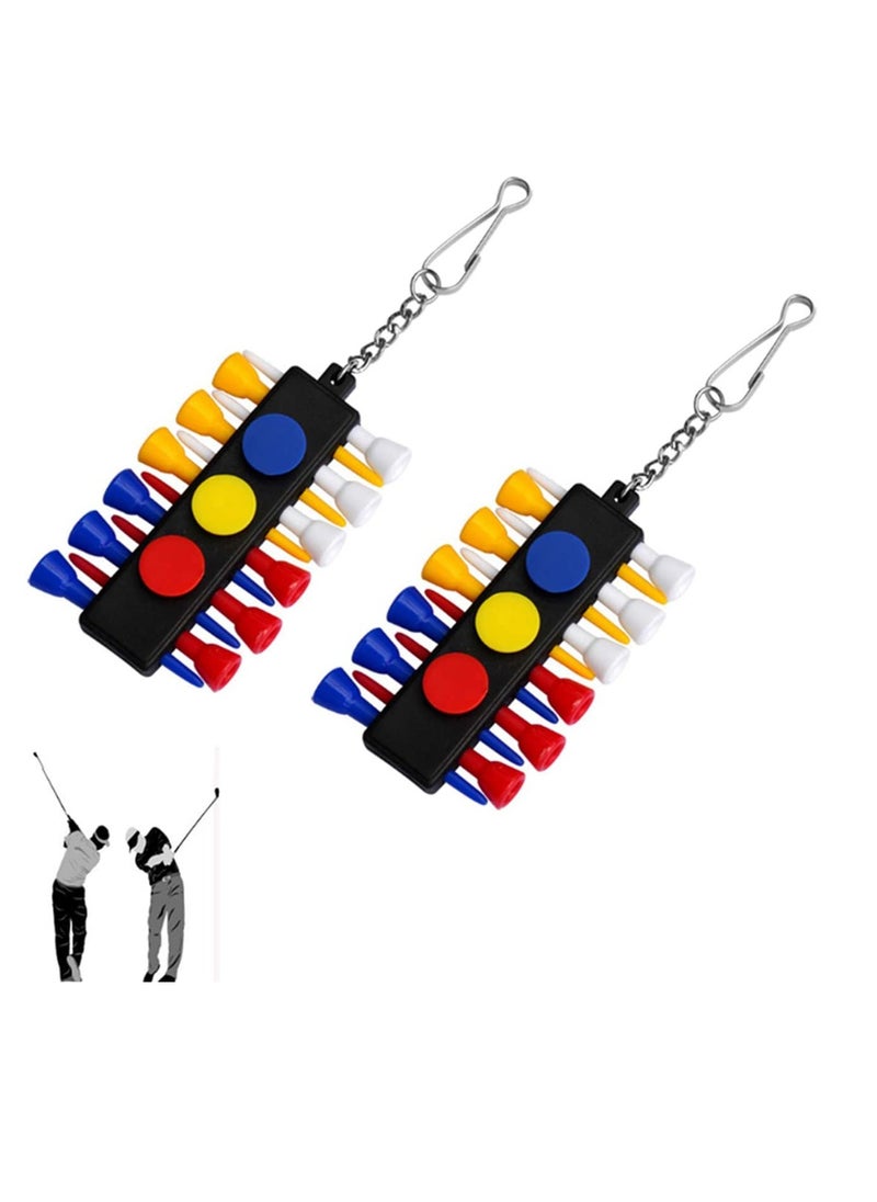 SYOSI - Golf Tees, Golf Tee Holder with 12 Golf Tees 3 Golf Ball Markers, Durable Plastic Step-UP Tees, 55mm Long with Keychain Golf Tee Holder, for Putting Driving Hitting Swing Training - Image 1