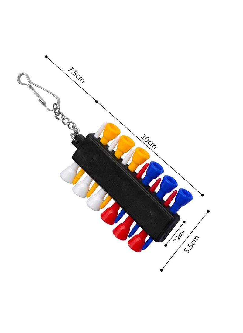 SYOSI - Golf Tees, Golf Tee Holder with 12 Golf Tees 3 Golf Ball Markers, Durable Plastic Step-UP Tees, 55mm Long with Keychain Golf Tee Holder, for Putting Driving Hitting Swing Training - Image 1