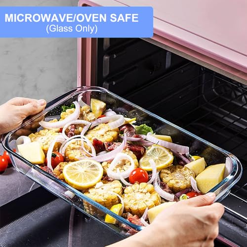 KOMUEE 8 Pieces Glass Baking Dish with Lids Rectangular Glass Baking Pan Bakeware Set with BPA Free Lids, Baking Pans for Lasagna, Leftovers, Cooking, Kitchen, Fridge-to-Oven, Red - Image 3