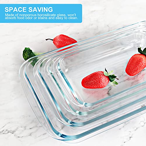 KOMUEE 8 Pieces Glass Baking Dish with Lids Rectangular Glass Baking Pan Bakeware Set with BPA Free Lids, Baking Pans for Lasagna, Leftovers, Cooking, Kitchen, Fridge-to-Oven, Red - Image 4