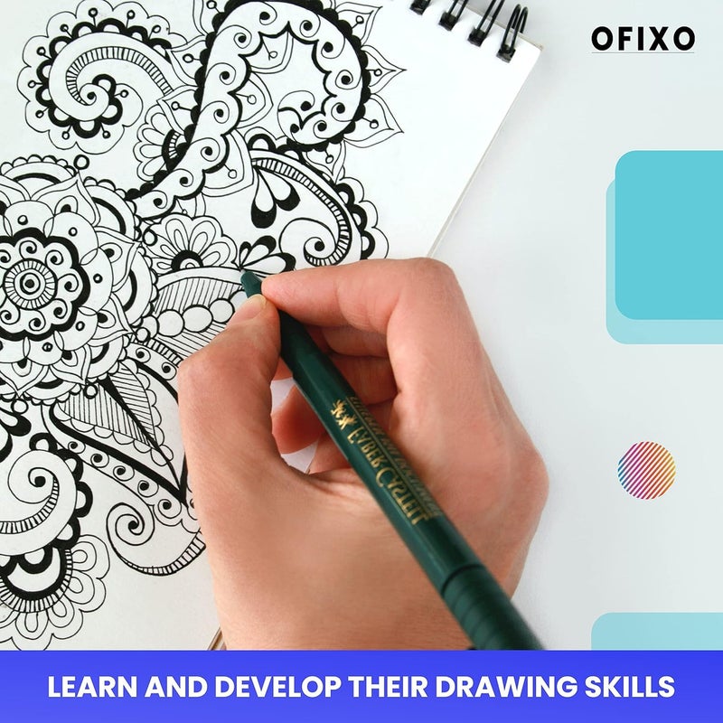 OFIXO 50 Sheet A5 Sketchbook Pack of 2-5.8 x 8.3 Inch 140 GSM| Top Spiral-Bound Sketchpad for Artists | Sketching and Drawing Acid Free Paper, for Doodling for Professional & acadmic use - Image 4