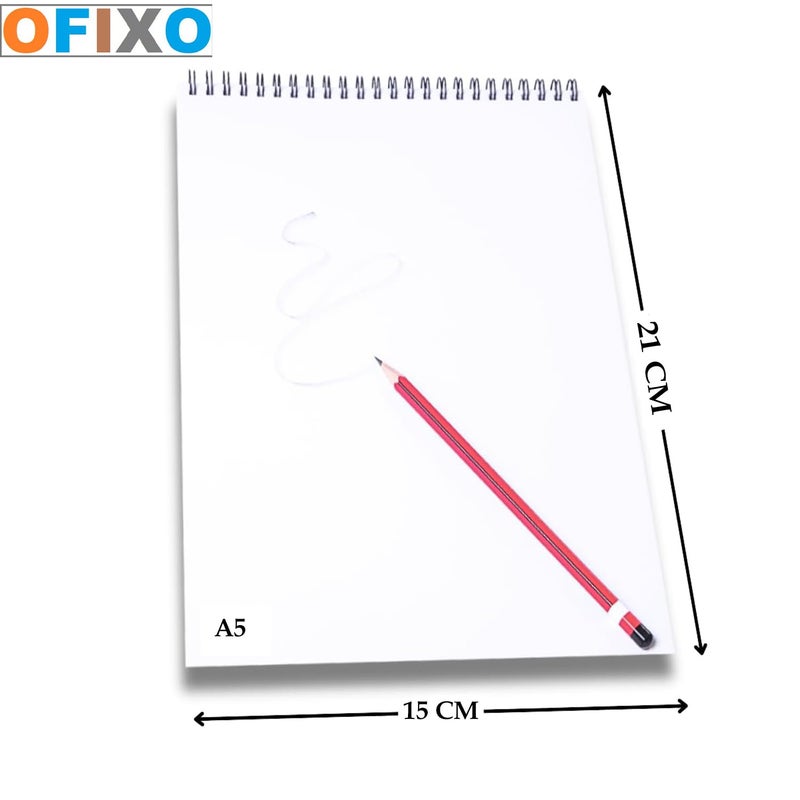OFIXO 50 Sheet A5 Sketchbook Pack of 2-5.8 x 8.3 Inch 140 GSM| Top Spiral-Bound Sketchpad for Artists | Sketching and Drawing Acid Free Paper, for Doodling for Professional & acadmic use - Image 3