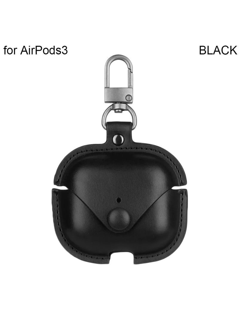 TWEGGON Airpods 3 Case, Luxury Leather Case Compatible with Apple Airpods 3 Black  - Image 1
