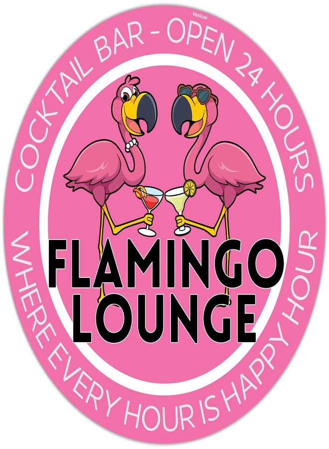 Venicor Flamingo Lounge Sign - 12 x 12 Inches - Aluminum - Pink Flamingo Gifts for Women - Outdoor Decor - Image 1