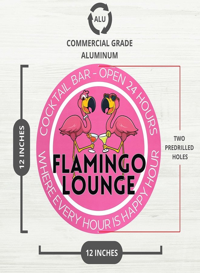 Venicor Flamingo Lounge Sign - 12 x 12 Inches - Aluminum - Pink Flamingo Gifts for Women - Outdoor Decor - Image 2