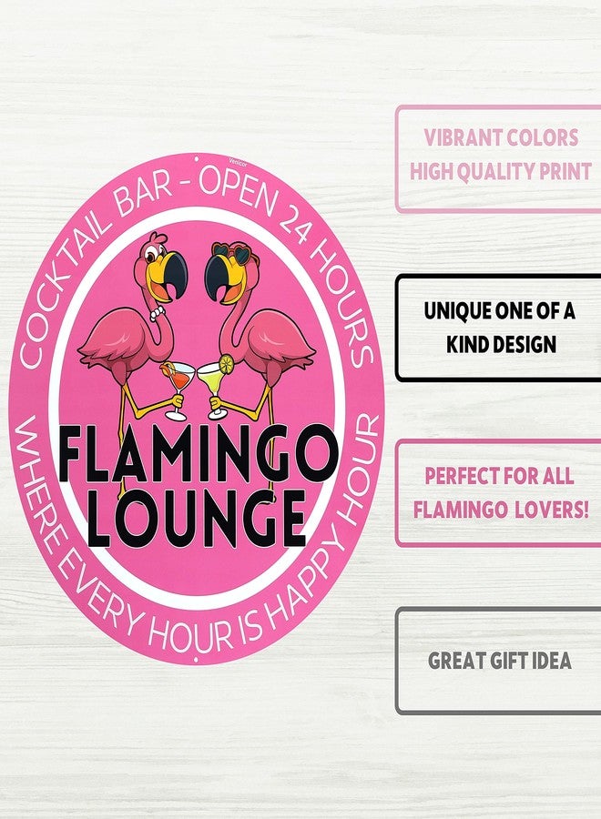 Venicor Flamingo Lounge Sign - 12 x 12 Inches - Aluminum - Pink Flamingo Gifts for Women - Outdoor Decor - Image 3