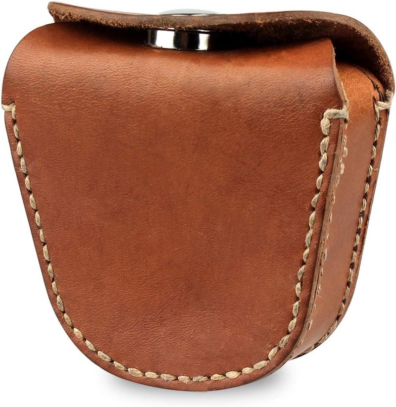 ‎KOSIBATE Ammo Pouch, Genuine Leather Ammo Holder Bag Storage for .22 22LR .38 .45 Hunting Military Belt Gun Ammo Case Brown - Image 1