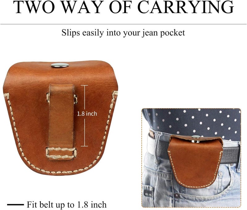 ‎KOSIBATE Ammo Pouch, Genuine Leather Ammo Holder Bag Storage for .22 22LR .38 .45 Hunting Military Belt Gun Ammo Case Brown - Image 4