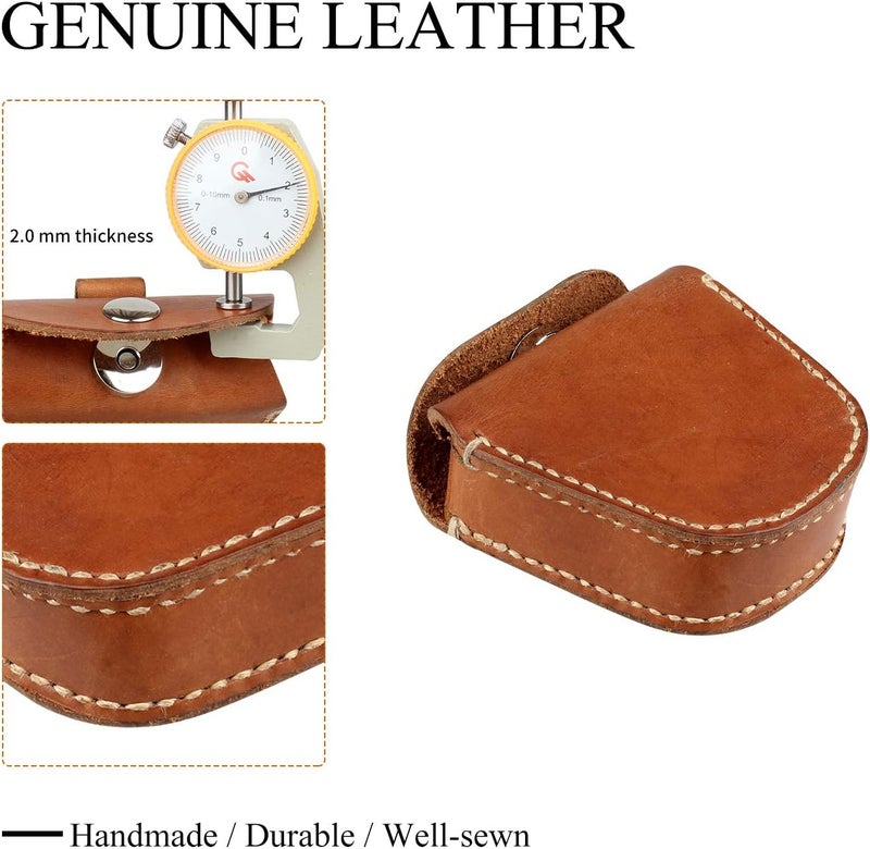 ‎KOSIBATE Ammo Pouch, Genuine Leather Ammo Holder Bag Storage for .22 22LR .38 .45 Hunting Military Belt Gun Ammo Case Brown - Image 2