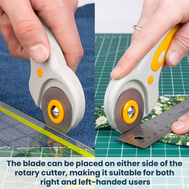 W.A. Portman WA Portman Rotary Cutter For Fabric with 5 Rotary Blades - 45mm Rolling Cutter with Safety Lock - Fabric Roller Cutting Wheel - T-Shirt Cutting Tool - Image 4