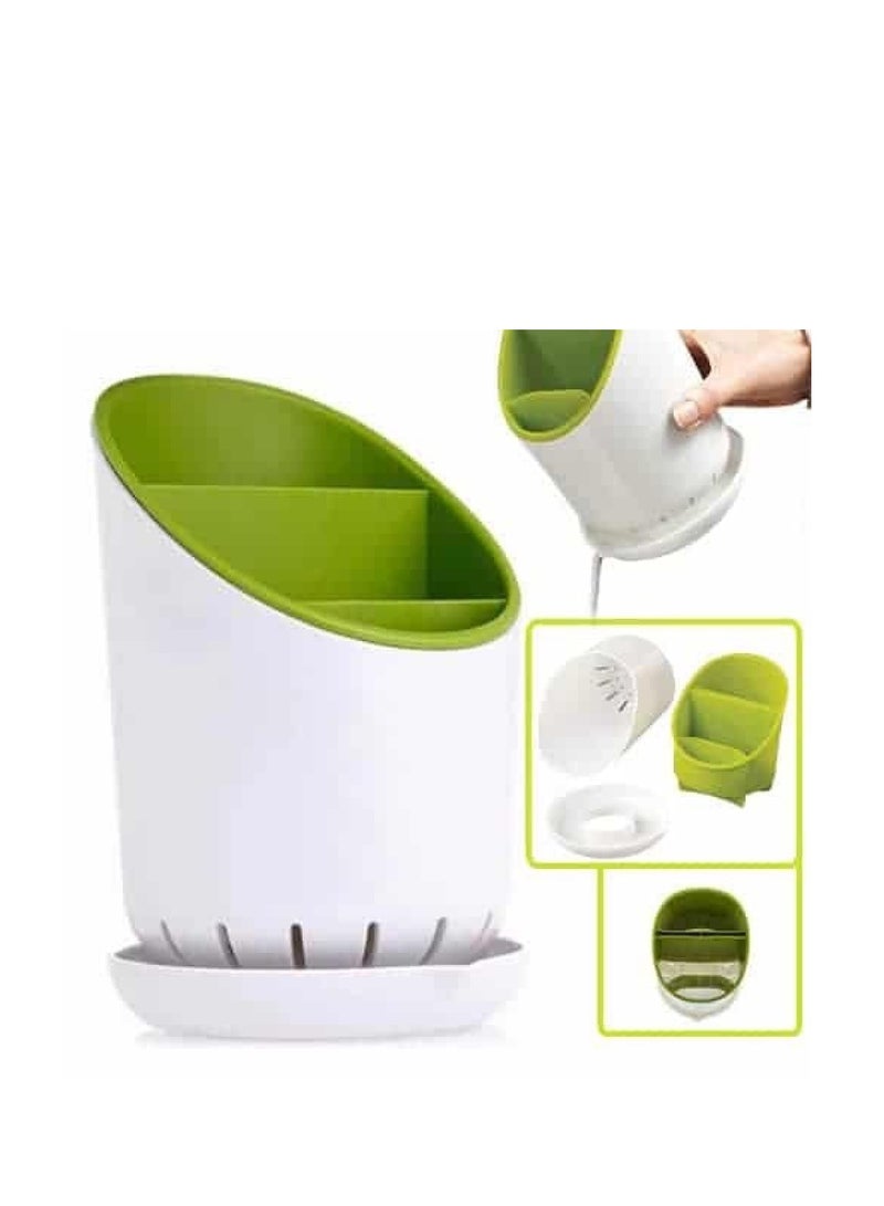 The kitchen utensil holder has a modern and innovative design, equipped with an integrated drainage system with a water drainage hole, making it ideal for storing and drying spoons, forks, knives, and chopsticks easily. - Image 2
