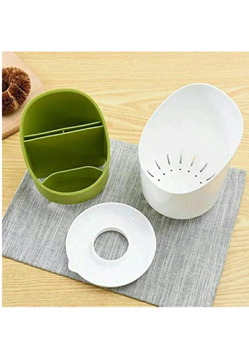The kitchen utensil holder has a modern and innovative design, equipped with an integrated drainage system with a water drainage hole, making it ideal for storing and drying spoons, forks, knives, and chopsticks easily. - Image 3