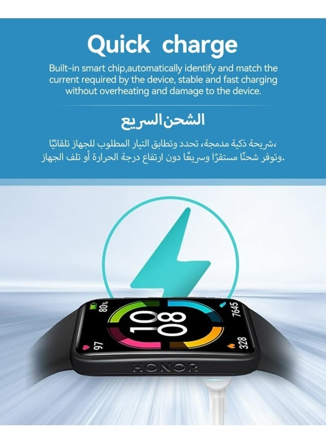 أبلينم شاحن متوافق مع ساعة هواوي فيت 3، كابل شحن USB، قاعدة شحن، محول شاحن، حامل لساعة هواوي باند 10/9/8/7/6 الذكية (أسود) - Image 5