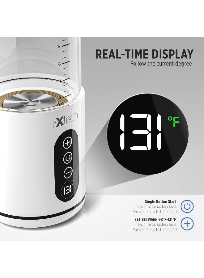 i-XTECH IXTECH Portable Water Warmer for Baby Formula, Milk Warmer for Travel, 10 oz., Electric Warming with Adjustable Temperature Control, Leak-Resistant Spout, Rechargeable and Wireless - Image 5