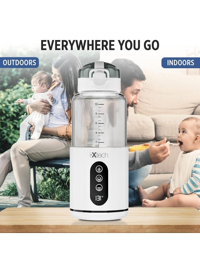 i-XTECH IXTECH Portable Water Warmer for Baby Formula, Milk Warmer for Travel, 10 oz., Electric Warming with Adjustable Temperature Control, Leak-Resistant Spout, Rechargeable and Wireless - Image 4