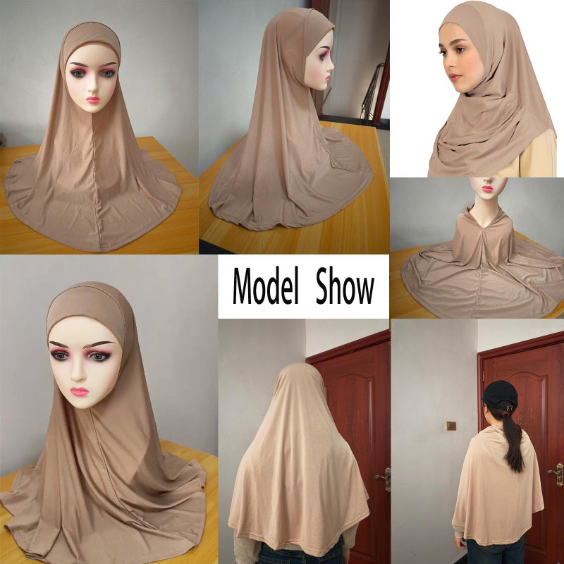 HURESON Ready To Wear Hijab For Women Instant Turban Stretch Soft Muslim Scarf For Prayer Long Hijabs Islamic Jersey Abaya (Black) - Image 5