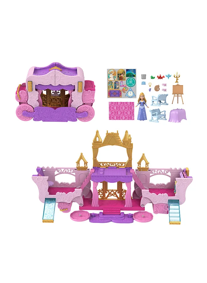 ديزني Princess Small Doll - Carriage to Castle 2-in-1 Playset (Aurora)