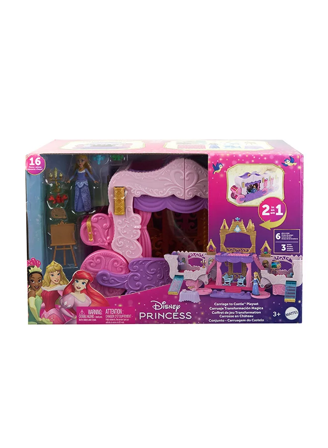 Disney Princess Princess Small Doll - Carriage to Castle 2-in-1 Playset (Aurora)