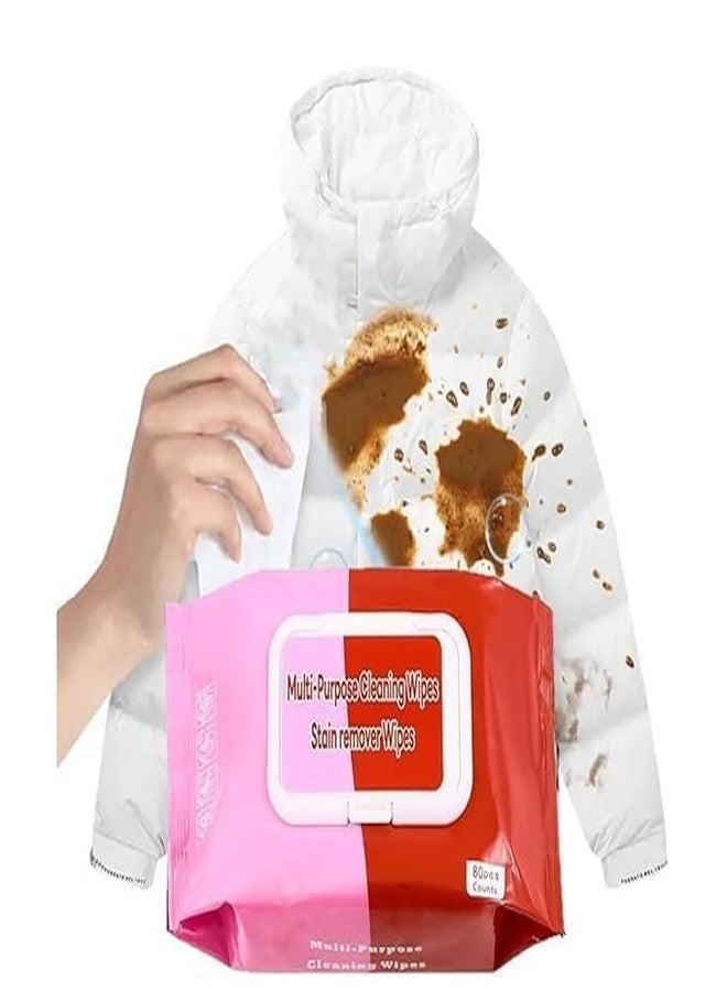RUJVE Multipurpose Stain Remover Wipes Stain Remover Wipes (PCS - 80) | Convenient and Effective Stain Cleaning Instant Stain Remover for Cotton, Linen, Polyester,Fabric, Denim, Down Jacket etc - Image 1