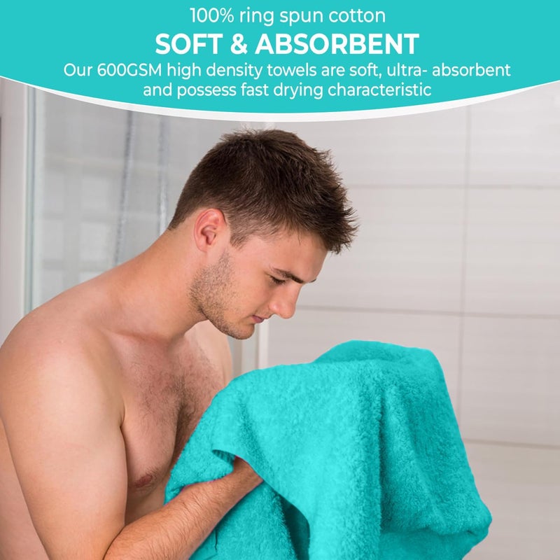 KAHAF COLLECTION Pack of 6 Bath Towels 27 x 54 Inches, 100% Cotton, Larger & Lighter Weight, Quicker to Dry, Super Soft and Absorbent, Perfect for Bathroom (Aqua, Pack of 6 (27''x54'')) - Image 5