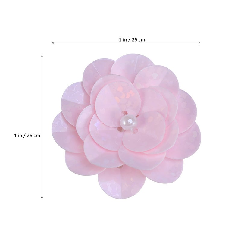 Small Applique Patch 3D Beading Flower Sequin Embroidered Lace Fabric Sew on Wedding Dress Cloth Accessory (Pink) - Image 2