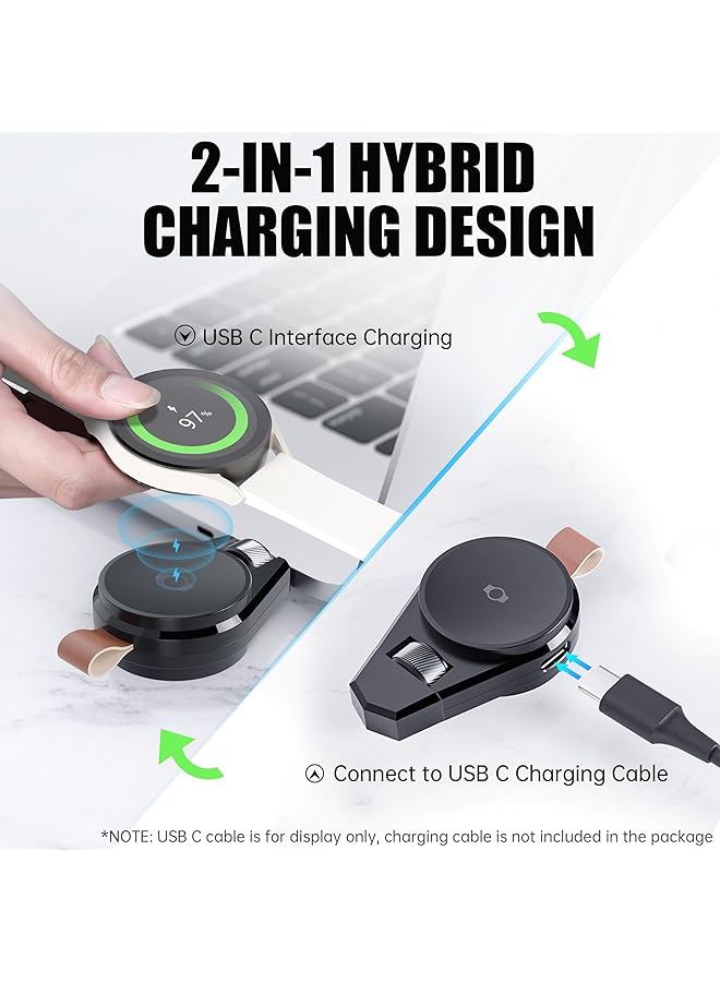 erorex Portable Charger For Samsung Galaxy Watch7 2In1 Usb C Travel Charger 5W Max Compatible With Galaxy Watch Ultra 7 6 6 Classic 5 Pro 4 90°Rotatable Magnetic Watch Charger Otg For Galaxy Watch  - Image 2