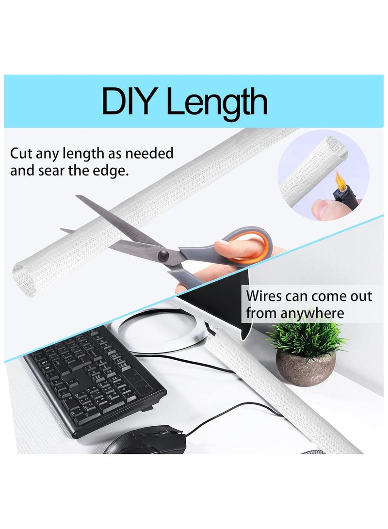 NNEWVANTE Cable Tidy Sleeve, 3m Cable Management Tube for PC/TV, Diameter 30mm, Self Adhesive Protector Wire Tidy Organiser for Home, Office - White - Image 2