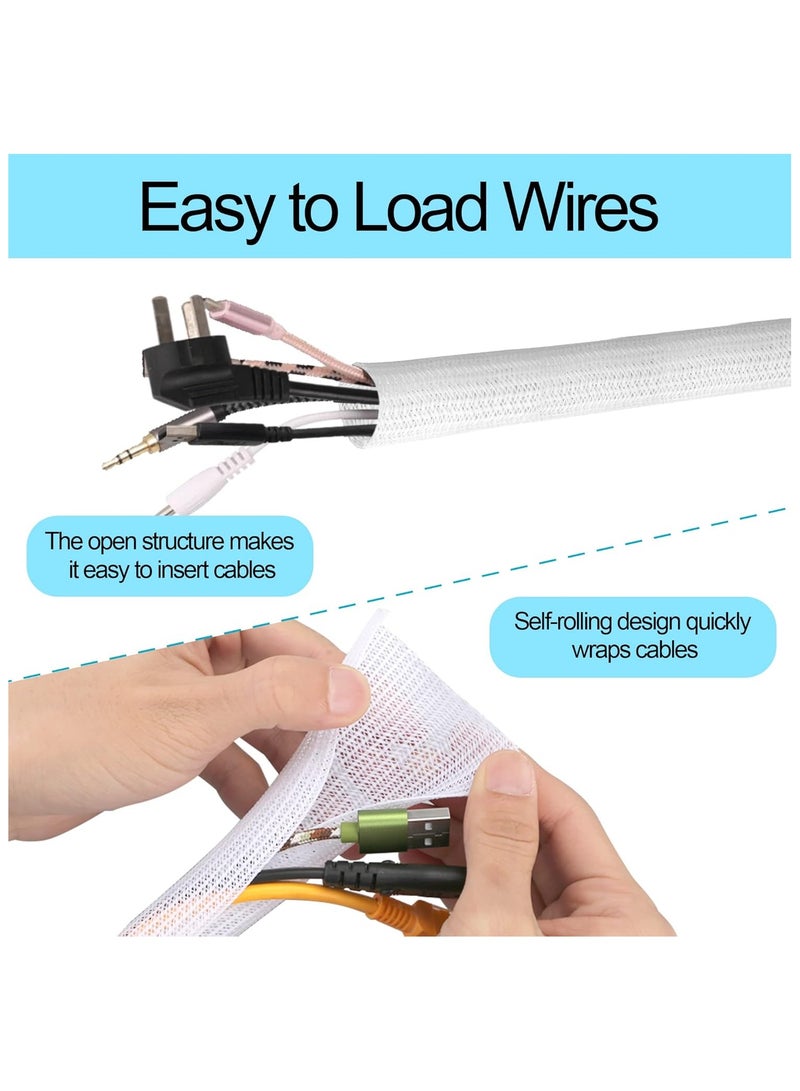 NNEWVANTE Cable Tidy Sleeve, 3m Cable Management Tube for PC/TV, Diameter 30mm, Self Adhesive Protector Wire Tidy Organiser for Home, Office - White - Image 3