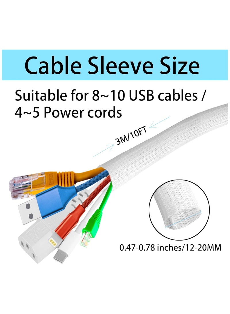 NNEWVANTE Cable Tidy Sleeve, 3m Cable Management Tube for PC/TV, Diameter 30mm, Self Adhesive Protector Wire Tidy Organiser for Home, Office - White - Image 4