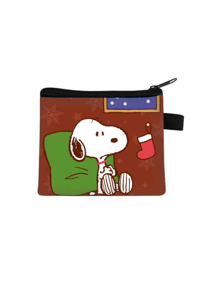 Snoopy Christmas Coin Purse Kidsren's Printed Mini Storage Small Wallet Portable Key Card Holder Flap Pocket Pants Bag Batch