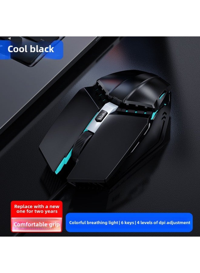 Mouse Wired Mute USB Game Cf Mechanical Electric Competition Lol Notebook Internet Cafe Desktop Computer Office-Color:6-on Standard Version  With Side ons - Image 1