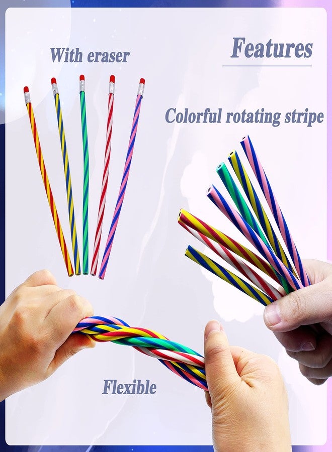 Blvochnnt 35 Pcs 7 Inch Flexible Soft Pencils, Magic Bend Colorful Stripe for Valentine's Day, Children's Day Gift, Students, Classroom Gifts, Back to School Supplies - Image 5