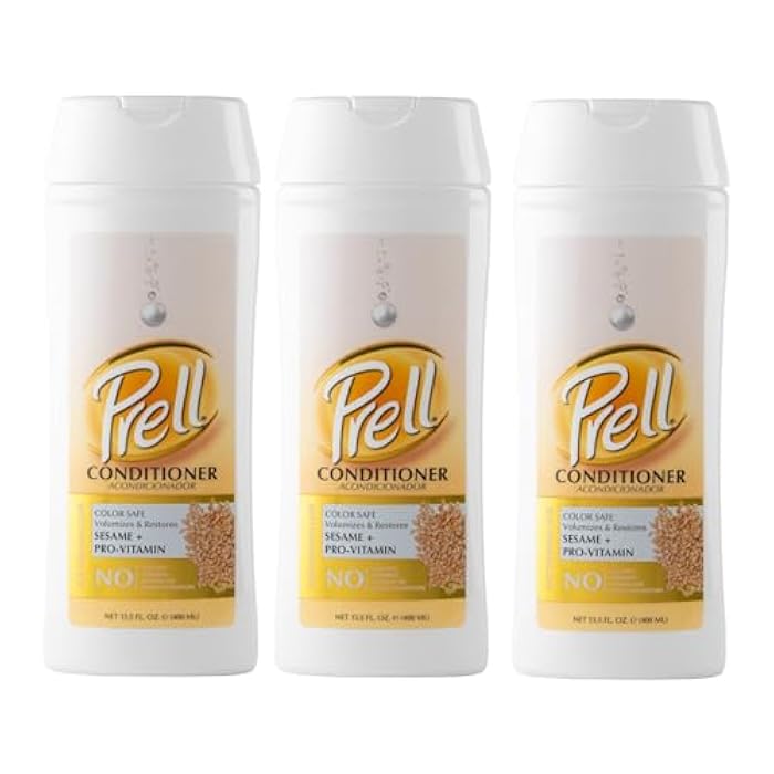 Prell Sesame + Pro-Vitamin Conditioner for Thinning Hair, Color Safe, Volumizes & Restores 13.5 fl. oz. (Pack of 3) - Image 1