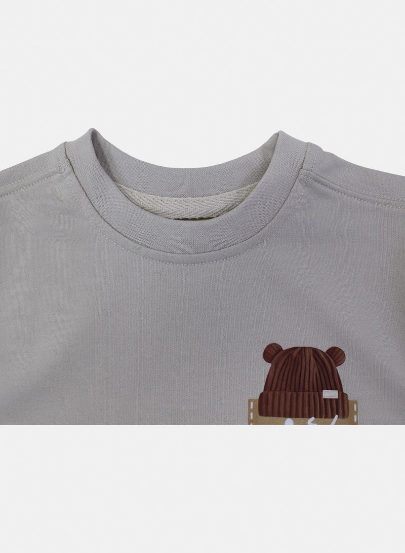 Berceau Baby Boys Cotton T-Shirt – Beige with Ice Cap Print – 1-2y - Image 3