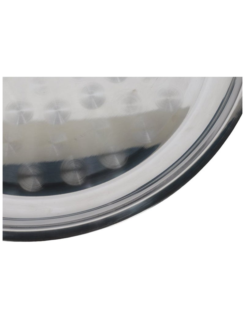 HOMEVEO Stainless Steel Round Dinner Plate Silver 35 cm - Image 3