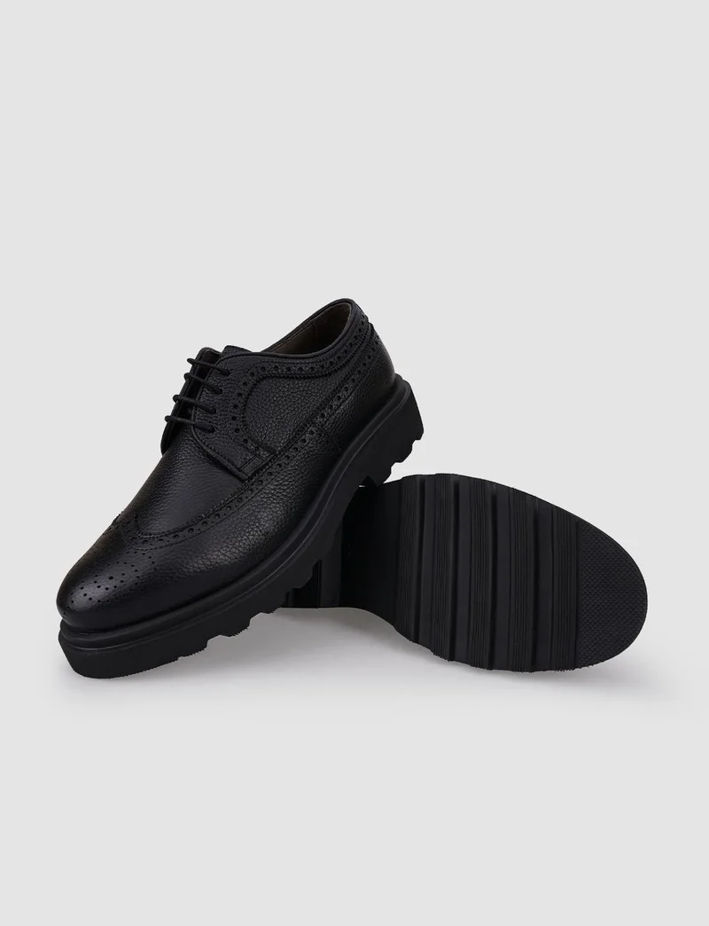 Cabani Leather Black Lace-Up Men's Casual Shoes