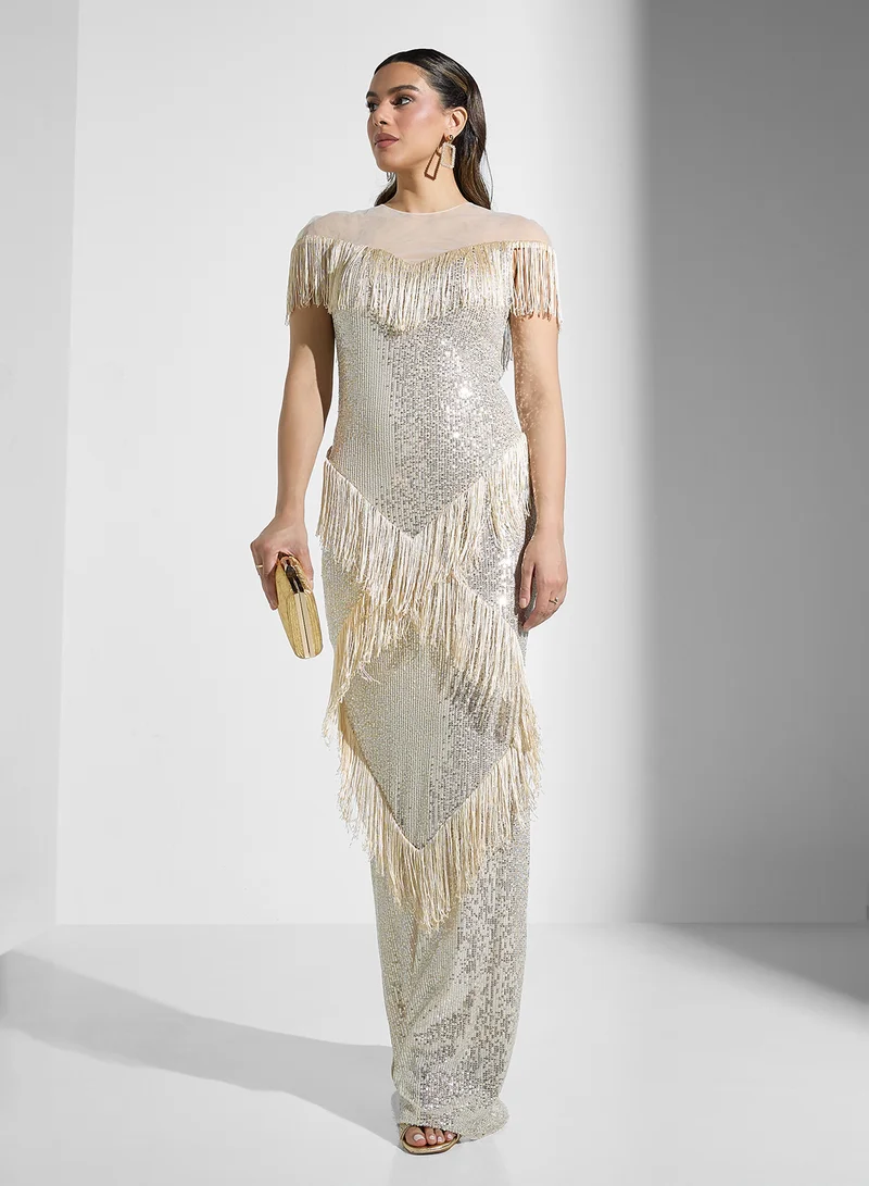 Akadia Fashion Sequin Fringe Dress
