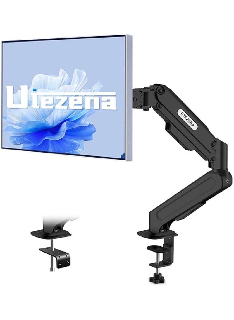 Single Monitor Arm Stand for 13-32 Inch Screens, Gas Spring Height Adjustable Desk Mount, 9kg Capacity, 15-80mm Thick Fit with Clamp/Grommet Base, 75x75/100x100 VESA, Hidden Cable Management - Image 1