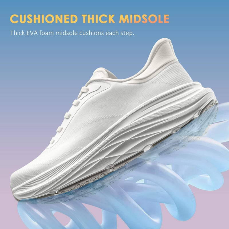 Vilanva Women's Walking Shoes Cushion Comfortable Running Tennis Shoes Non-Slip Workout Gym Athletic Breathable Fashion Sneakers (White 8.0) - Image 3