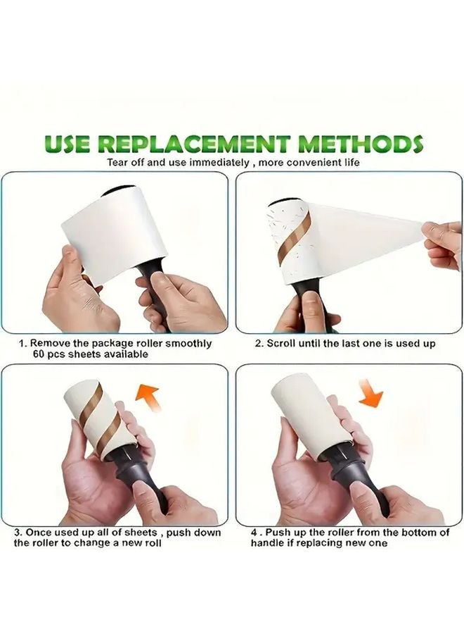 60 Sheets Lint Roller With Handle Super Strong Suction For Pet Hair Removal On Furniture Clothes - Image 4