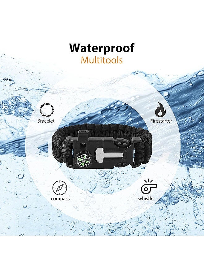 MXN Survival Bracelets, 5-in-1 Camping Gear Kits, 12-ft Detachable Parachute Rope Fire Starter  Embedded Compass Whistle&Emergency Multitools (Black) - Image 5