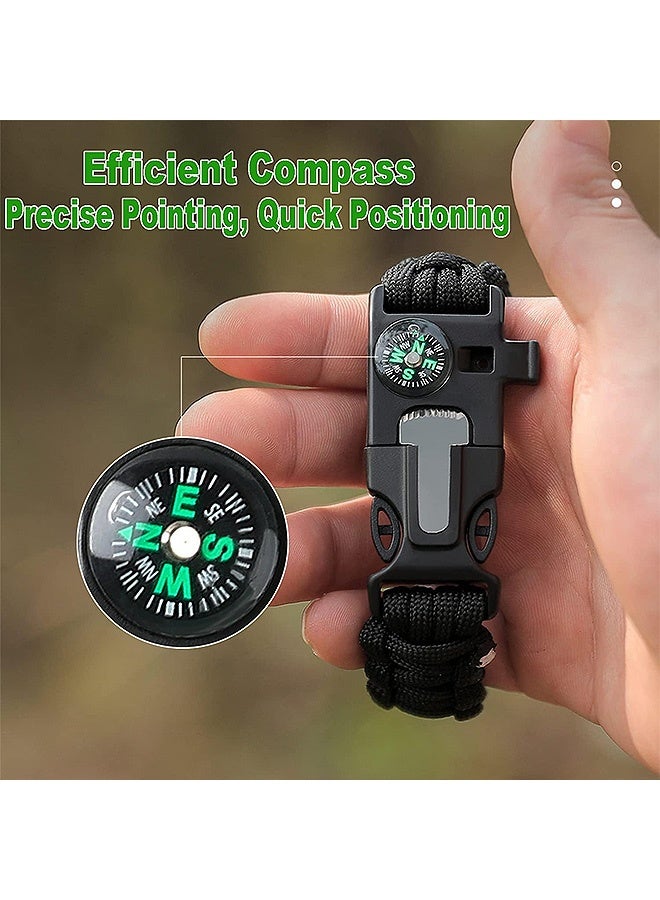 MXN Survival Bracelets, 5-in-1 Camping Gear Kits, 12-ft Detachable Parachute Rope Fire Starter  Embedded Compass Whistle&Emergency Multitools (Black) - Image 4
