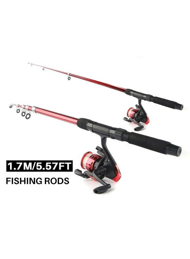 Mouhike 2PCS 5.9FT Collapsible Telescopic Fishing Rods, Spinning Reels, Fishing Lures, Hooks, Tackle Bag - All-in-one Fishing Gear Kit - Perfect for Beginners, Youth, Kids - Image 3