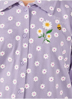 Styli All-Over Daisy Print Long Sleeve Shirt and Pyjama Set  - Image 4