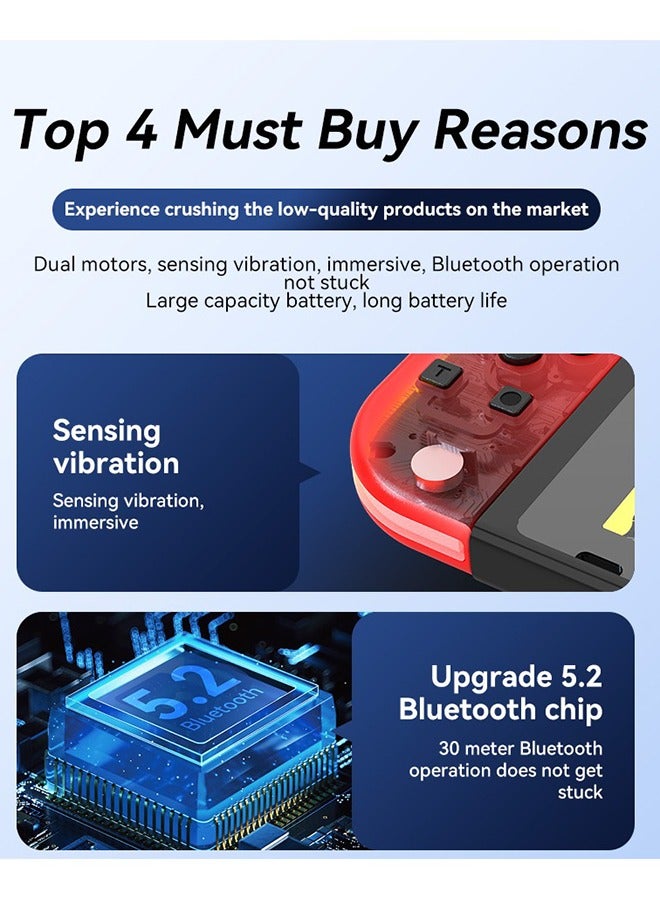 أجهزة تحكم لاسلكية Joy-Con لنينتندو سويتش (زوج أيمن/أيسر) – بديل متوافق مع سويتش/سويتش لايت/سويتش OLED، مزود بوظائف الإيقاظ، لقطة الشاشة، اهتزاز ثنائي وتحكم بالحركة - Image 3