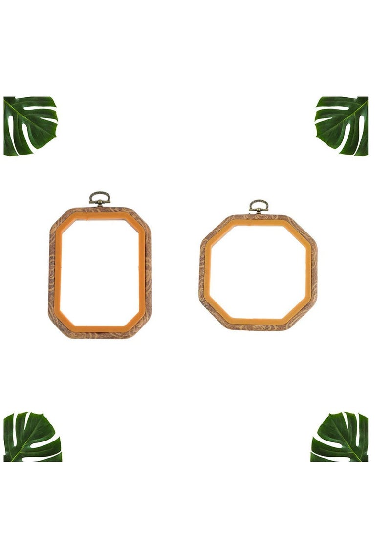 SYOSI 2pcs Embroidery Hoop Octagon Shape Cross Stitch Hoop Ring Imitated Wood Display Frame for Art Craft Handy Sewing and Hanging  - Image 3