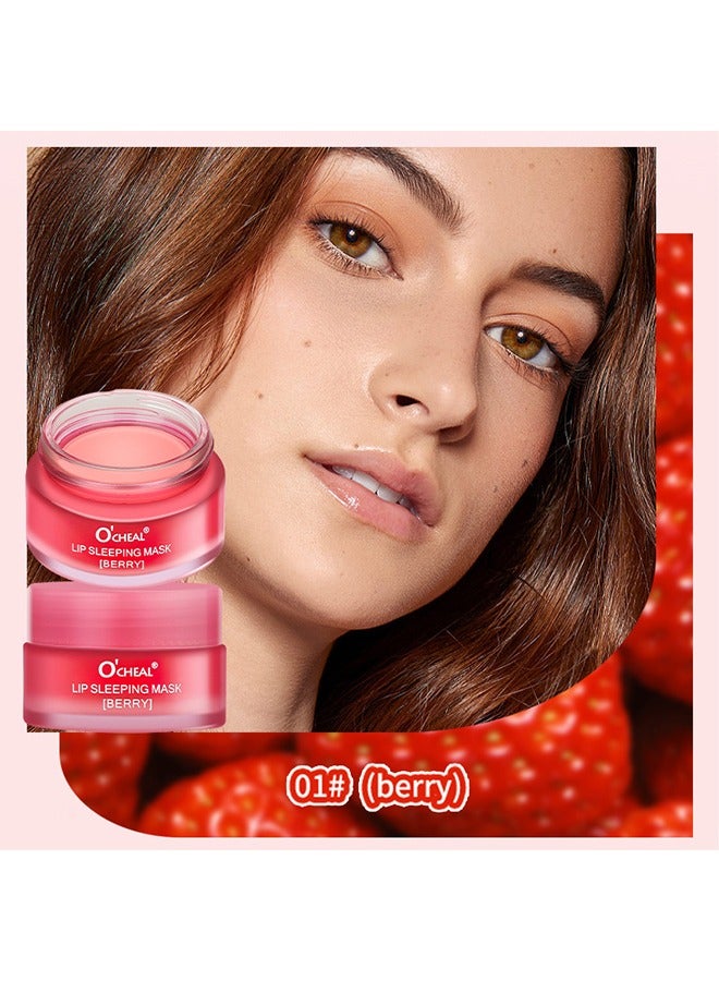 اوكيل قناع الشفاه للنوم (التوت) ، مع مرطب شفاه برائحة التوت الحلو اللطيف للشفاه الجافة المتشققة ، مغذي مضاد للأكسدة وأغلفة مضافة ورطبة للنساء 20 غرام - Image 2