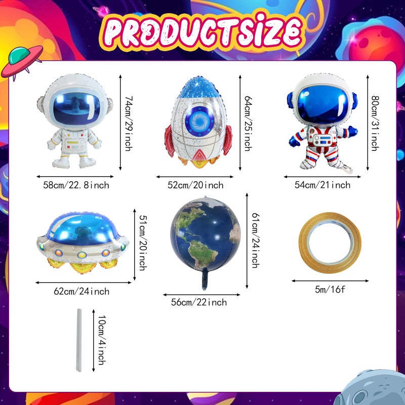 FEXICHUJI 16 Pcs Galaxy Space Balloons, Outer Space Themed Party Decorations, Rocket Spaceship Astronaut Planet Balloons Set for Kids, Galaxy Birthday Party Supplies Baby Shower Decorations - Image 2