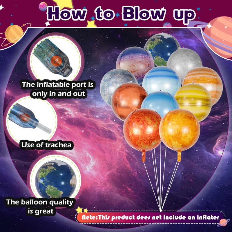FEXICHUJI 16 Pcs Galaxy Space Balloons, Outer Space Themed Party Decorations, Rocket Spaceship Astronaut Planet Balloons Set for Kids, Galaxy Birthday Party Supplies Baby Shower Decorations - Image 3
